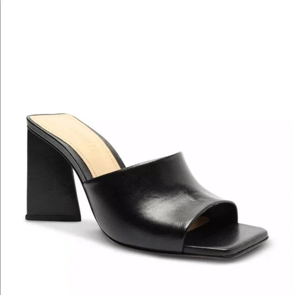 Schutz ~ Black Leather Lizah Triangle Chunky Heels in size 11 - Picture 1 of 14